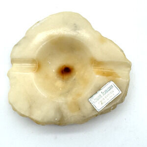 Vintage Alabaster Ashtray Mid Century Italian Marble Natural Solid Stone Carved
